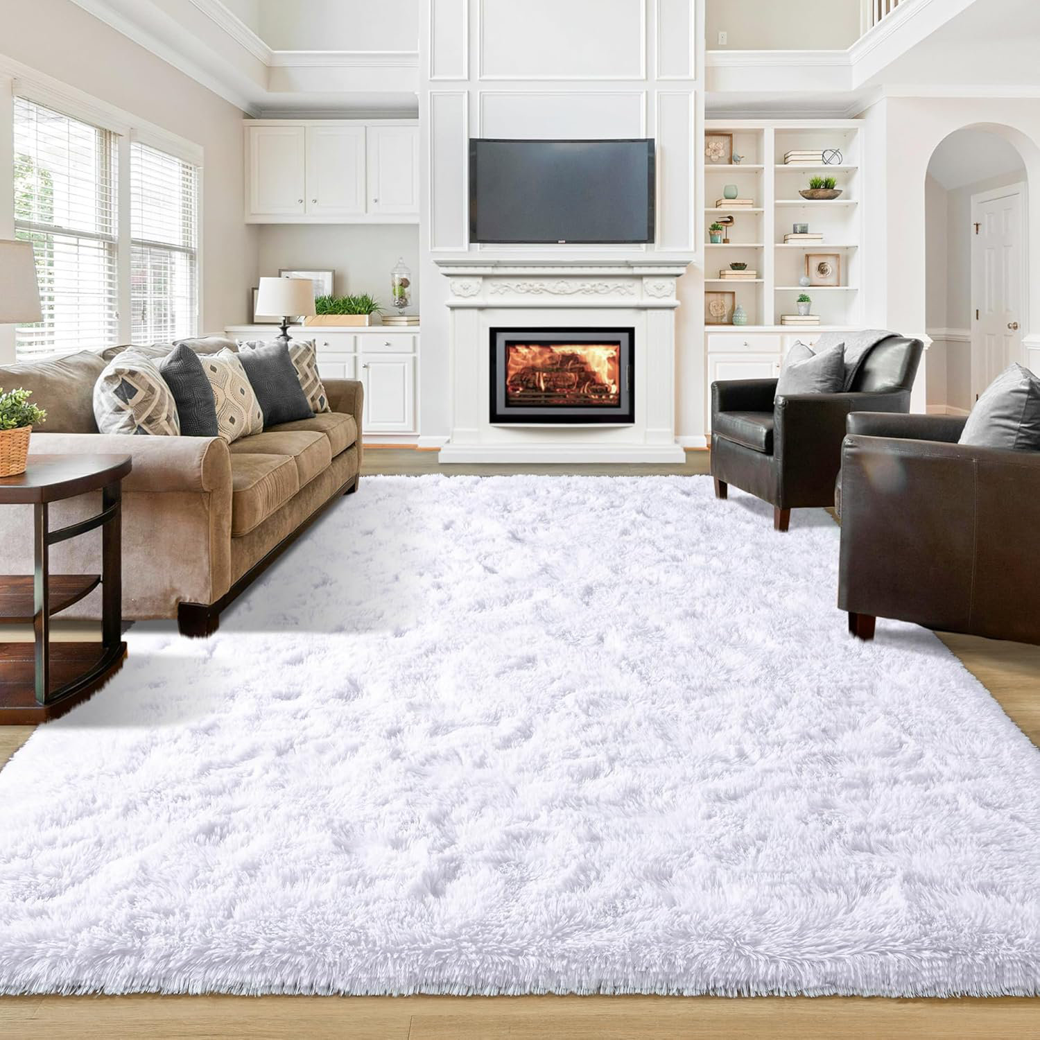 Mercer41 Shahen Rectangle Shag Area Rug in White & Reviews
